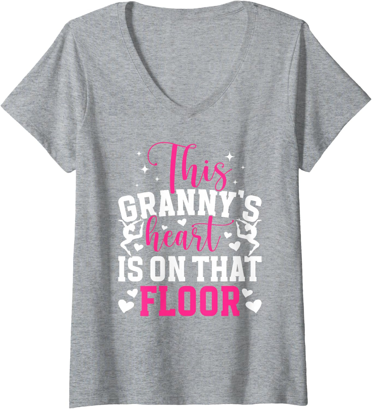 Women's Proud Gymnastics Granny of A Gymnast Granny Grandma V-Neck T-Shirt - Heather Grey