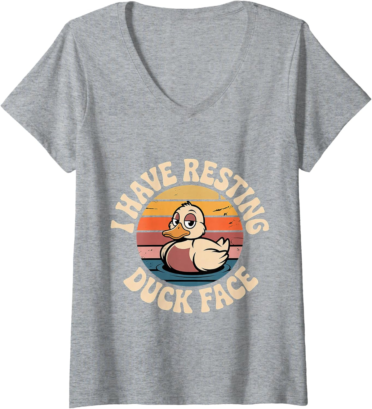 Women's I Have Resting Duck Face Grumpy Attitude Expression - V-Neck T-Shirt - Heather Grey