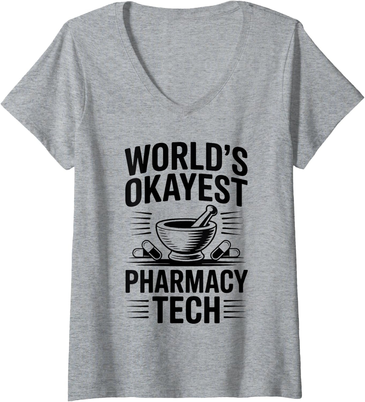 Women's World's Okayest Pharmacy Tech V-Neck T-Shirt - Heather Grey
