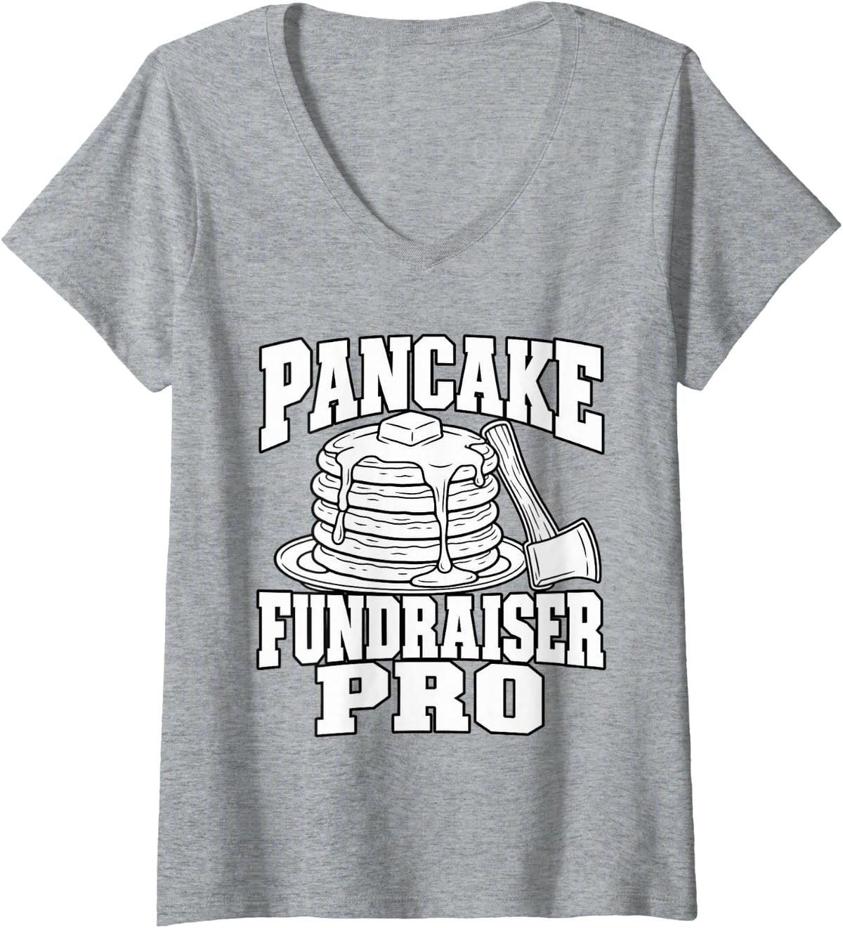 Women's Volunteer Firefighter Pancake Fundraiser Pro Axe Fireman Dad V-Neck T-Shirt - Heather Grey