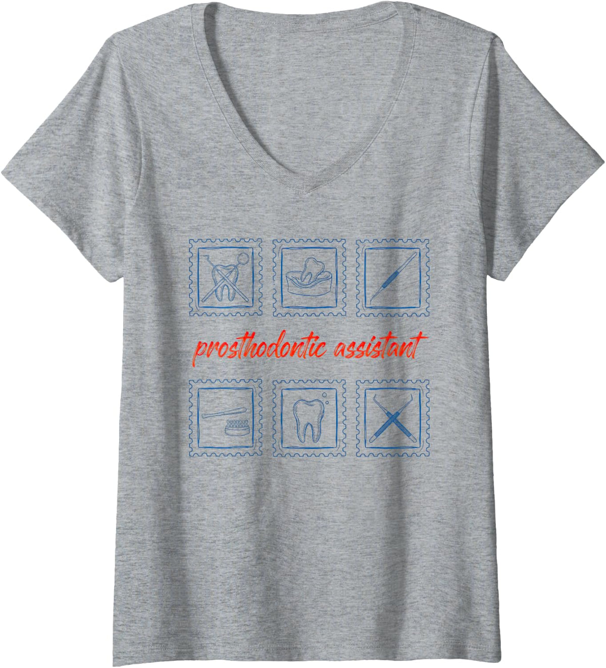 Women's Prosthodontic Assistant Prosthetics Dental Auxiliary V-Neck T-Shirt - Heather Grey