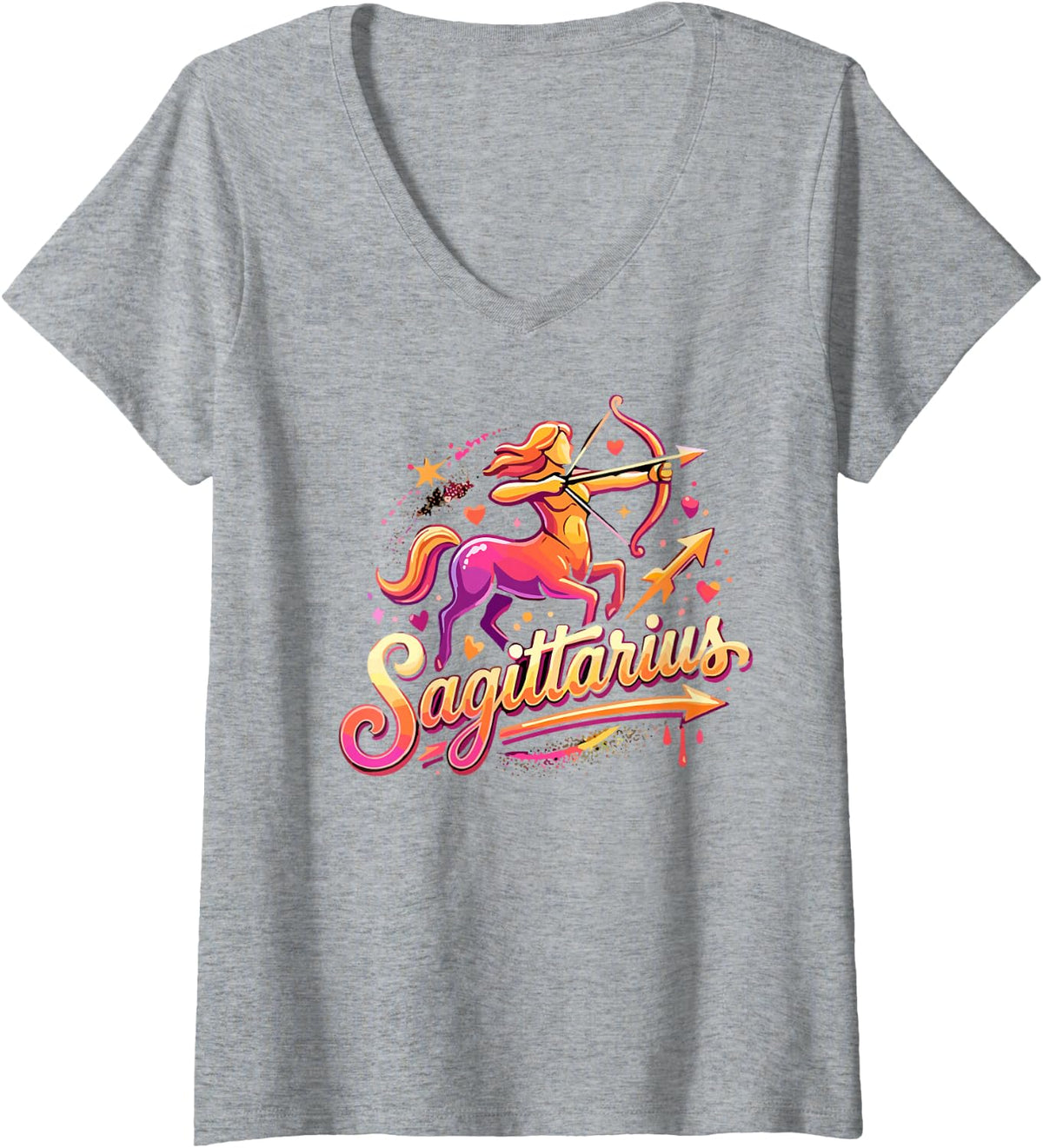 Women's Sagittarius Zodiac Sign Astrology Horoscope Astrological Tee V-Neck T-Shirt - Heather Grey