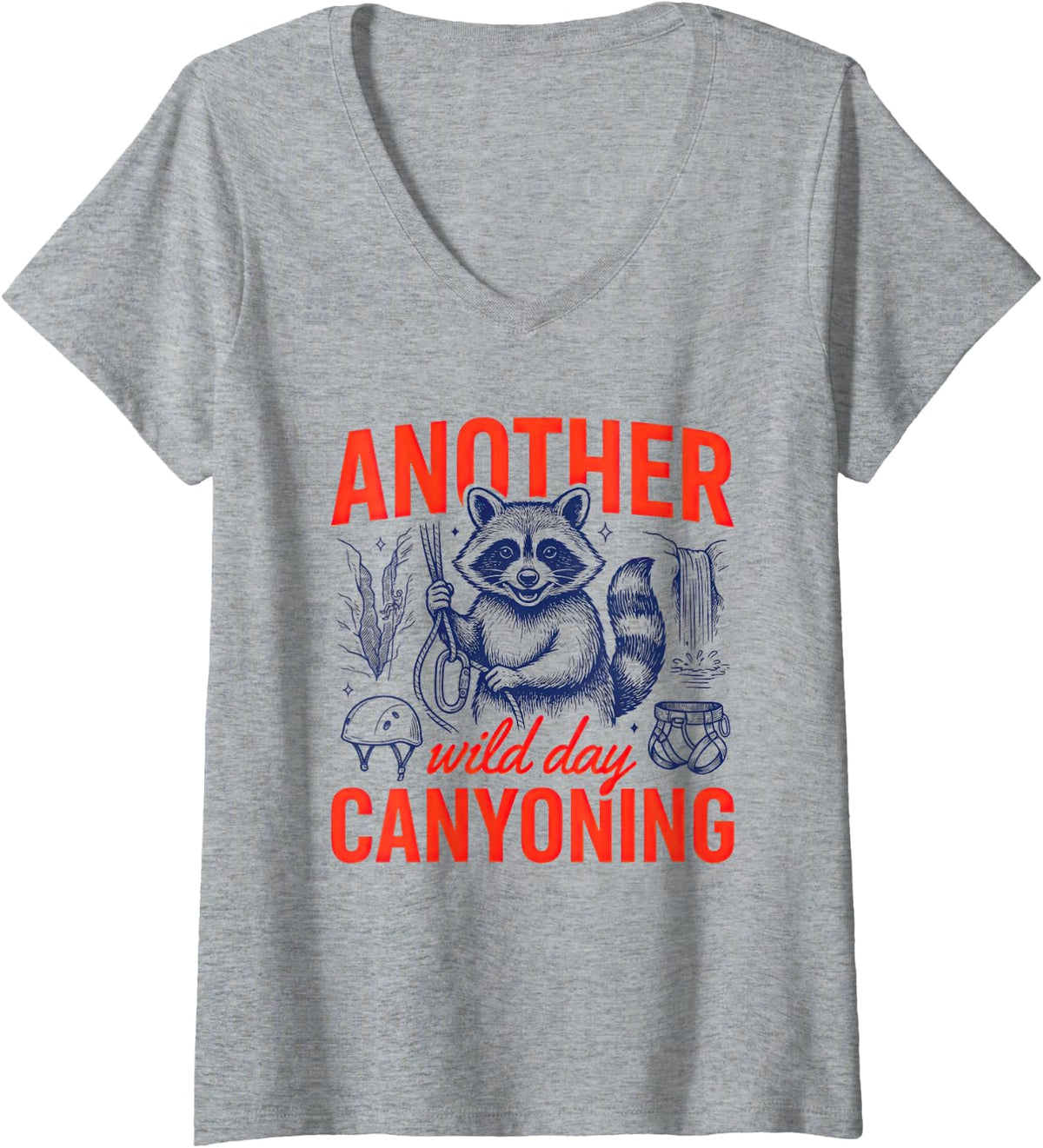 Women's Canyoneering Canyoning Gorge Walking Exploration V-Neck T-Shirt - Heather Grey