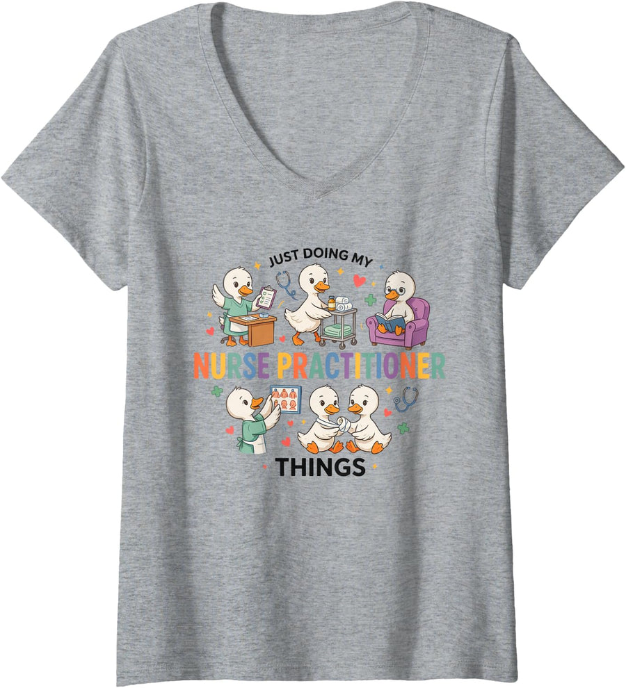 Women's Nurse Practitioner Nursing APRN Np V-Neck T-Shirt - Heather Grey