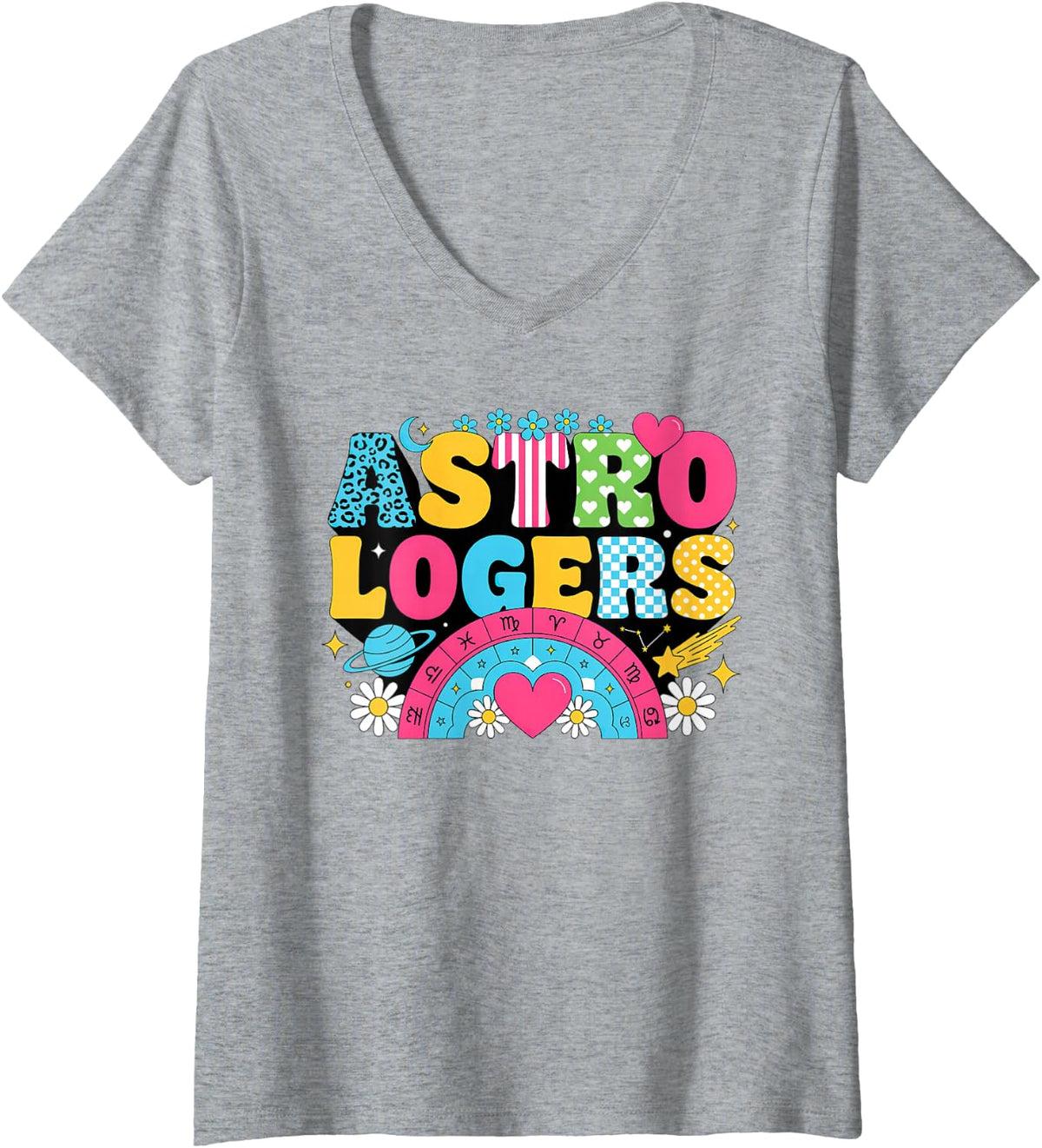 Women's Astrology Astrologer Astrologers Horoscopes Zodiac V-Neck T-Shirt - Heather Grey