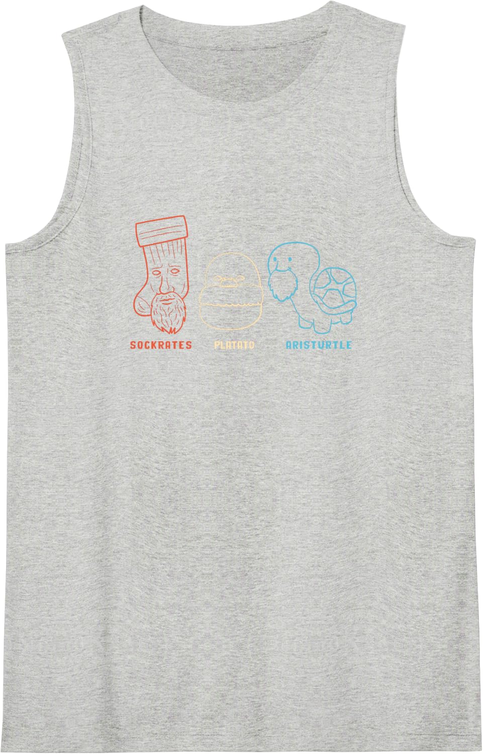 Sockrates Platato Aristurtle Funny Philosophy Sleeveless Tank Top - Heather Grey