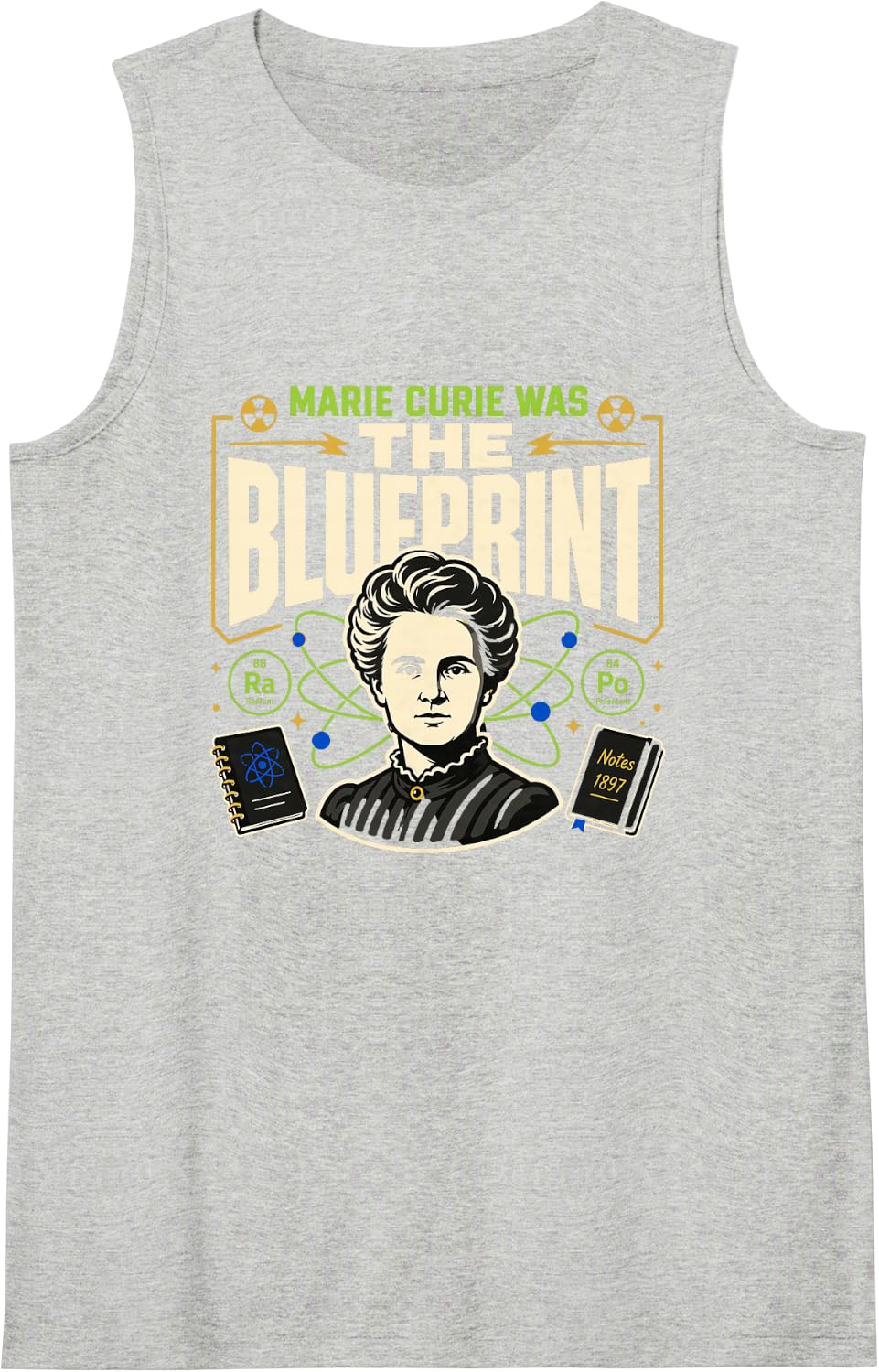 Marie Curie Women in Science STEM Teacher Gift Sleeveless Tank Top - Heather Grey