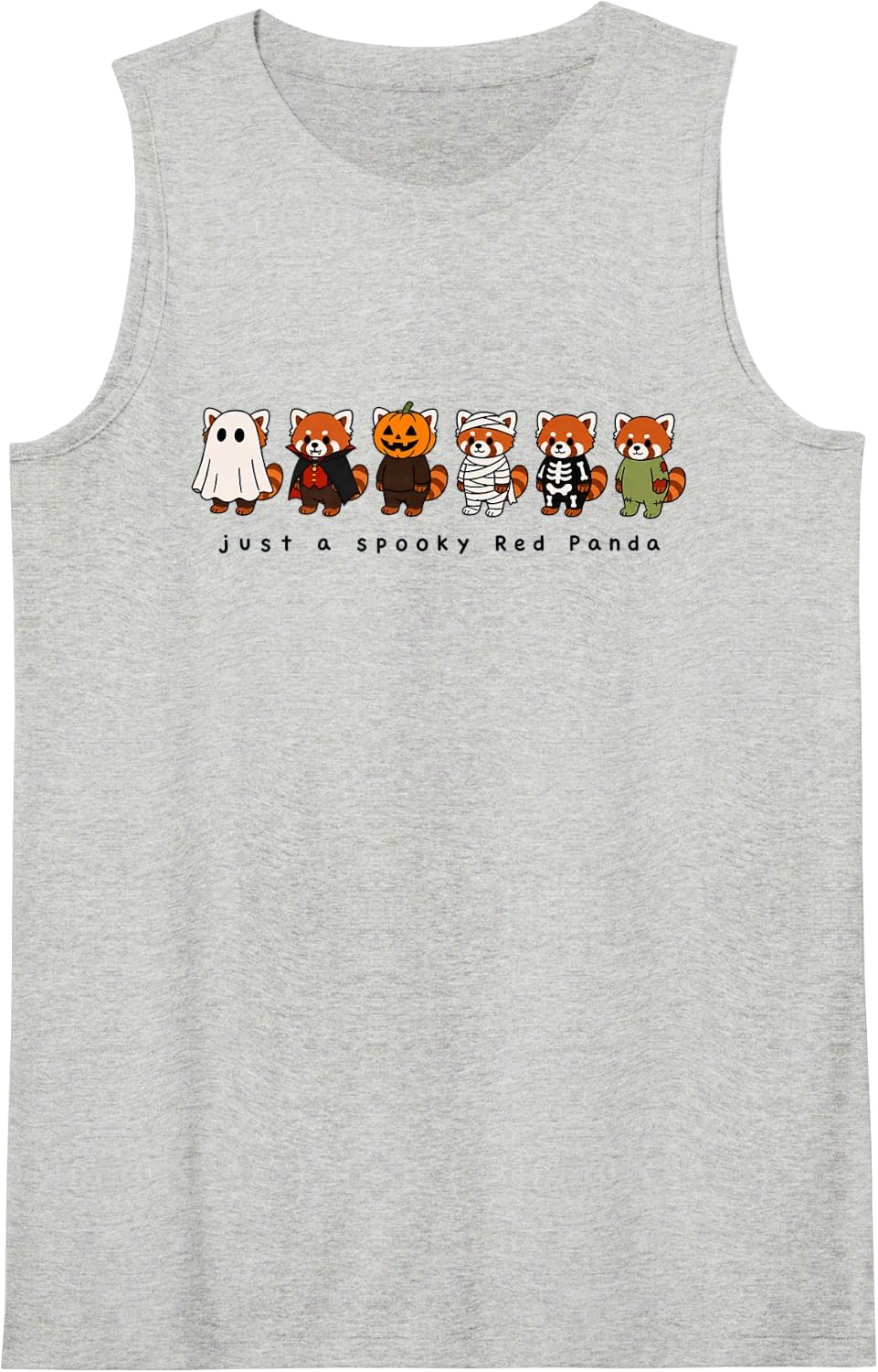 Red Panda Cute Animal Lover Spooky Fall Halloween Graphic Tank Top - Heather Grey