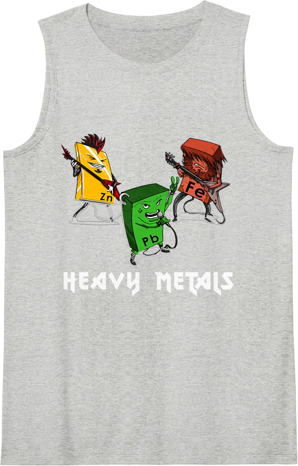 Funny Chemistry Heavy Metals Periodic Table of The Elements Sleeveless Tank Top - Heather Grey