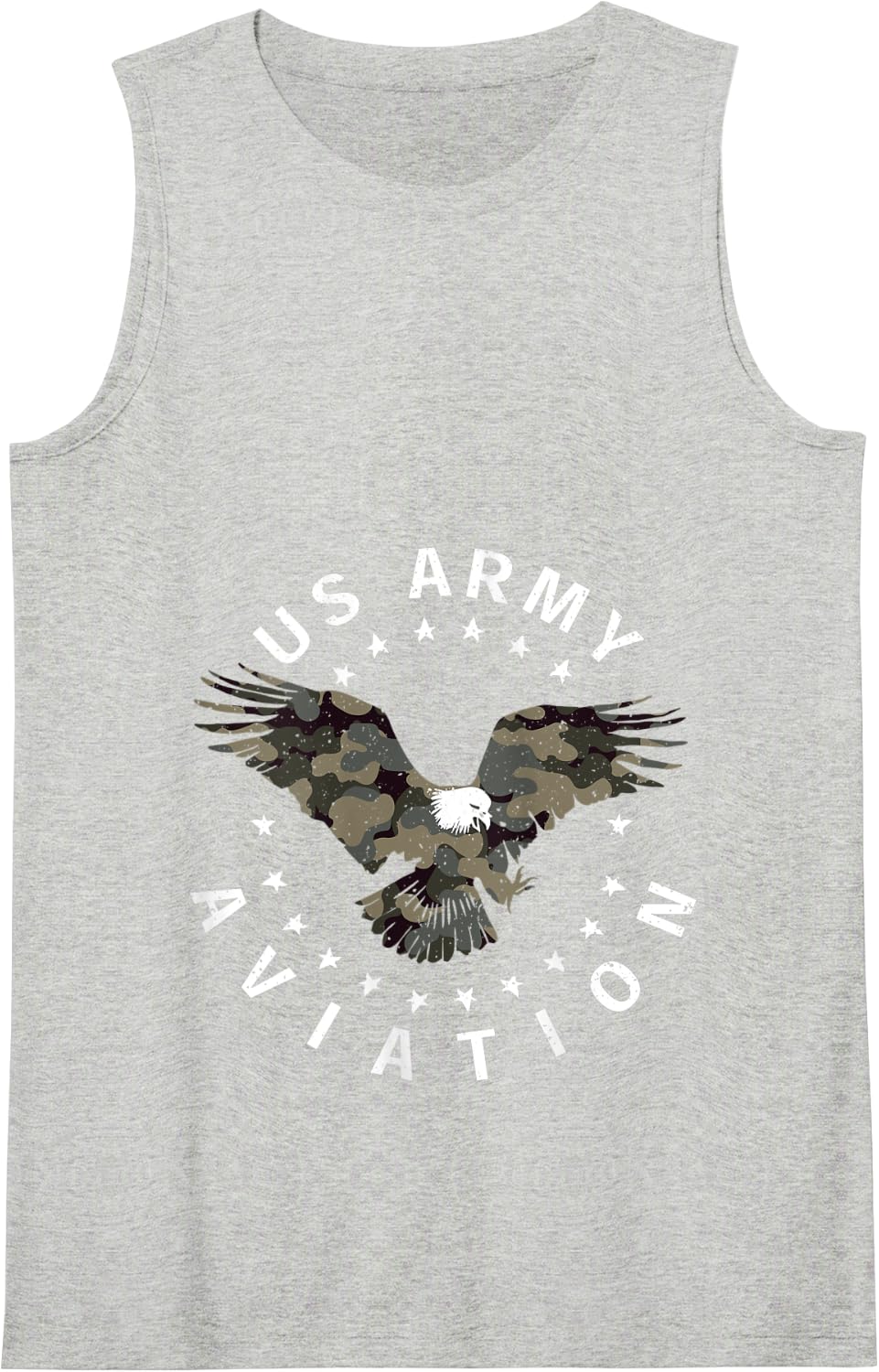 Vintage Patriotic Army Aviation Camouflage Eagle Tank Top - Heather Grey