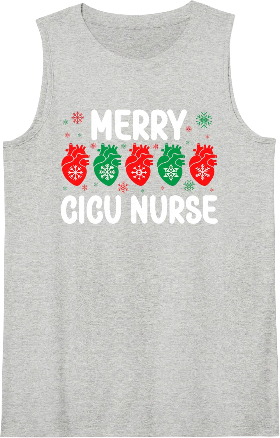 Merry CICU Nurse Christmas CICU Nursing Xmas Party Sleeveless Tank Top - Heather Grey