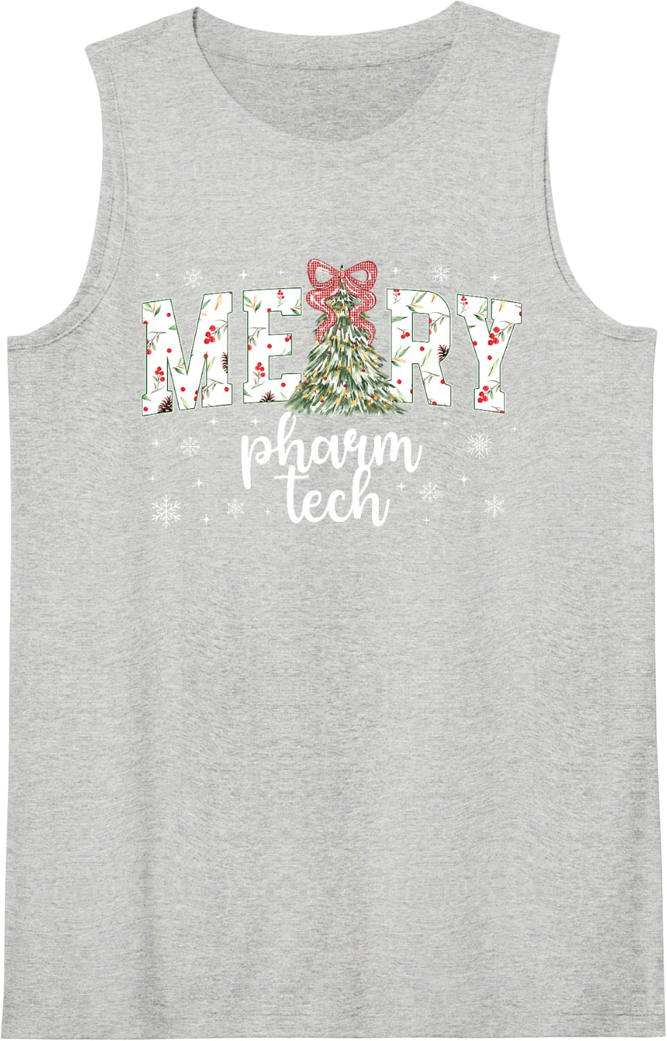 Merry Pharm Tech Christmas Pharmacy Technician Xmas Party Sleeveless Tank Top - Heather Grey