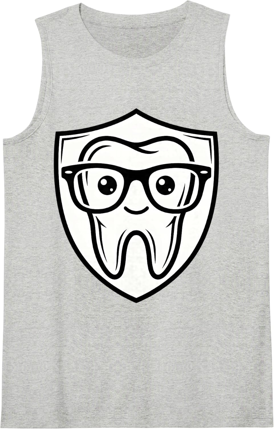 Tooth with Glasses Dentist Dental Hygienist Assistant Sleeveless Tank Top - Heather Grey