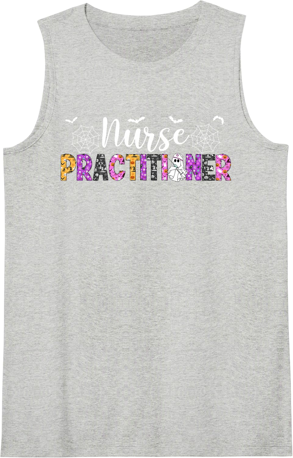 Spooky Nurse Practitioner Halloween Nursing Practitioner Sleeveless Tank Top - Heather Grey