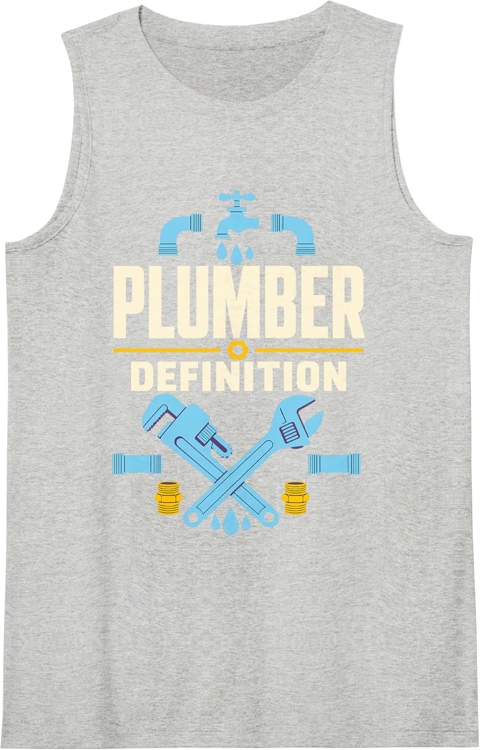Plumber Definition Wrench Pipe Tools Sleeveless Tank Top - Heather Grey