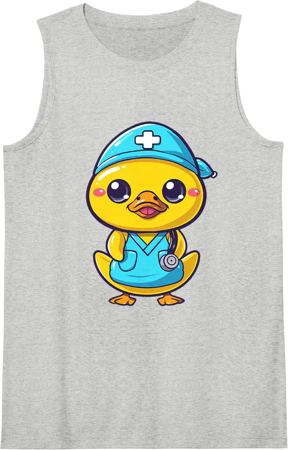 Rubber Duck Nurse Nursing Rubber Duck Lover Stethoscope Sleeveless Tank Top - Heather Grey
