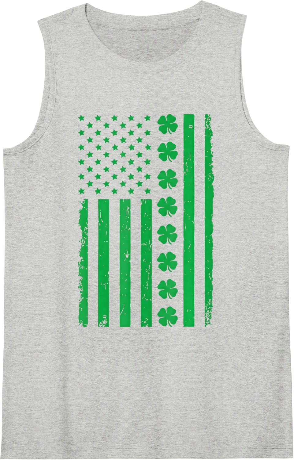 US American Flag with Shamrocks St Patricks Day Sleeveless Tank Top - Heather Grey
