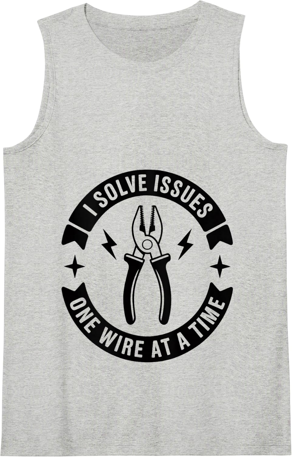 I Solve Issues One Wire At A Time Electrician Funny Lineman Tank Top - Heather Grey