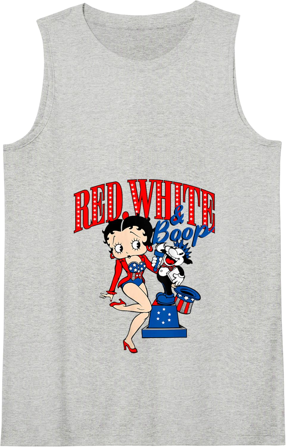 Betty Boop 4th Of July Red White & Boop Tank Top - Heather Grey