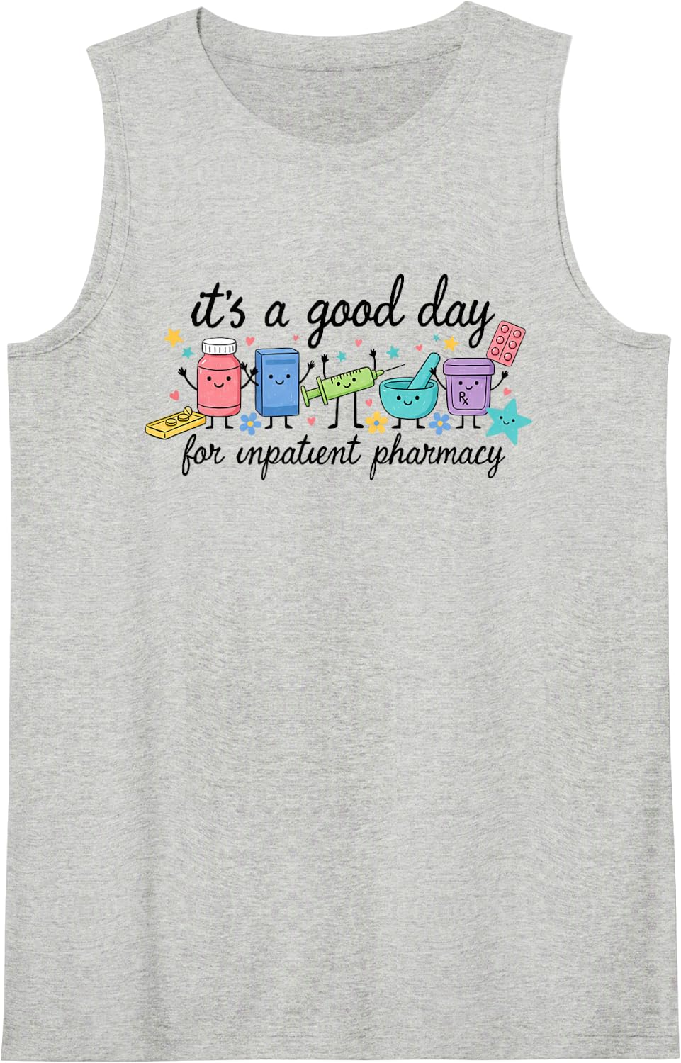 Inpatient Pharmacy Hospital Institutional Pharmacist Tech Sleeveless Tank Top - Heather Grey