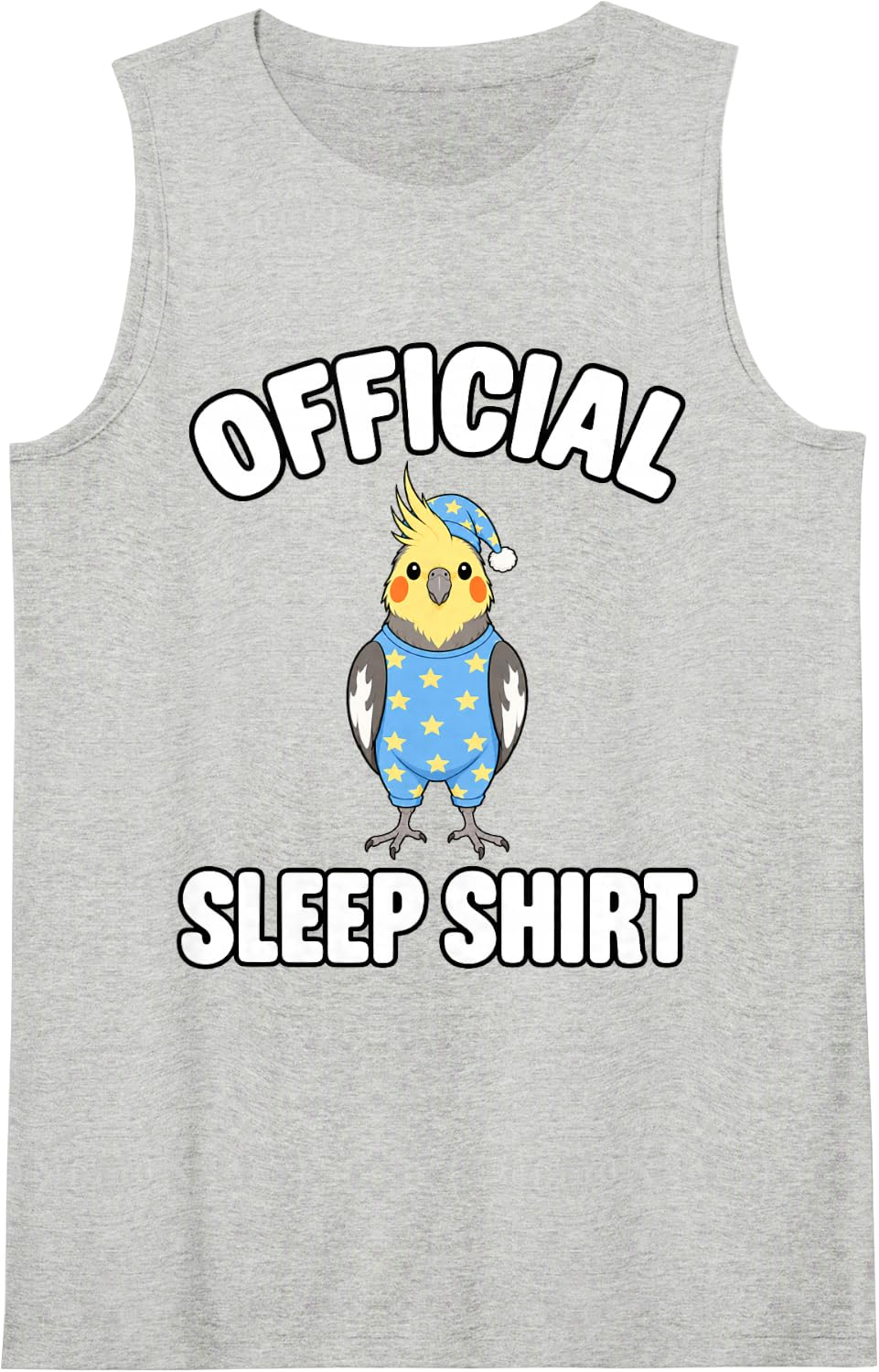 Cockatiel Sleeping in Pajamas Official Sleepshirt Cute Sleeveless Tank Top - Heather Grey