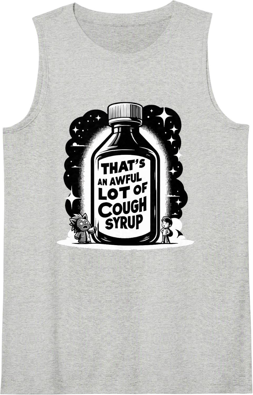 Awful Lot Cough Syrup Funny Sarcastic Sleeveless Tank Top - Heather Grey