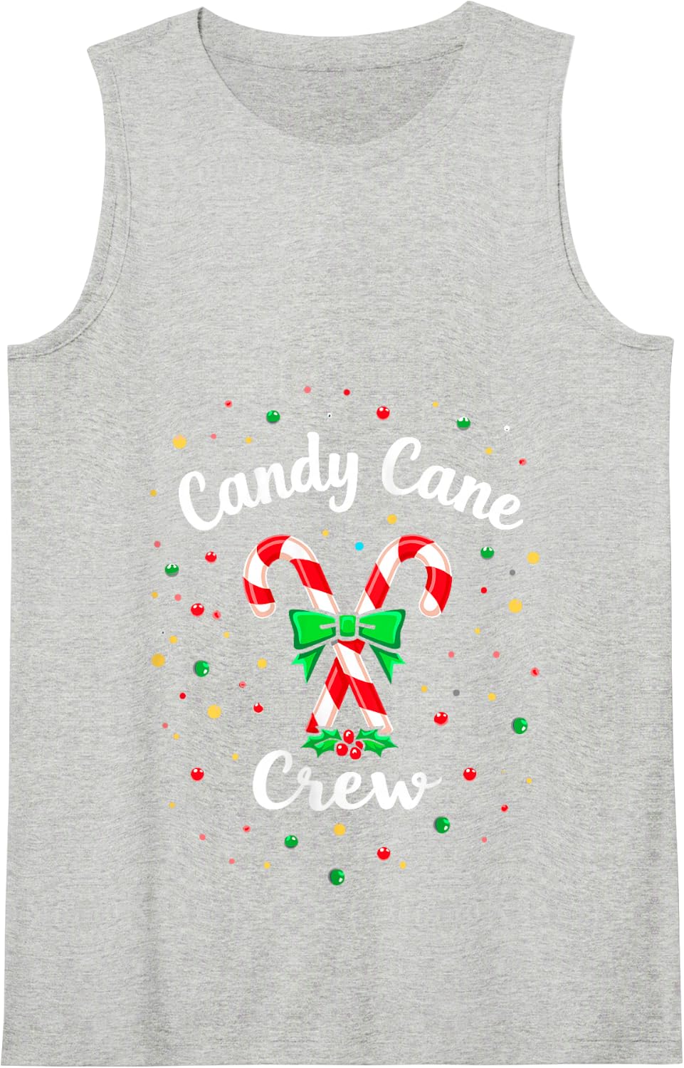 Candy Cane Crew Christmas Lights Funny Xmas Party Tee Tank Top - Heather Grey