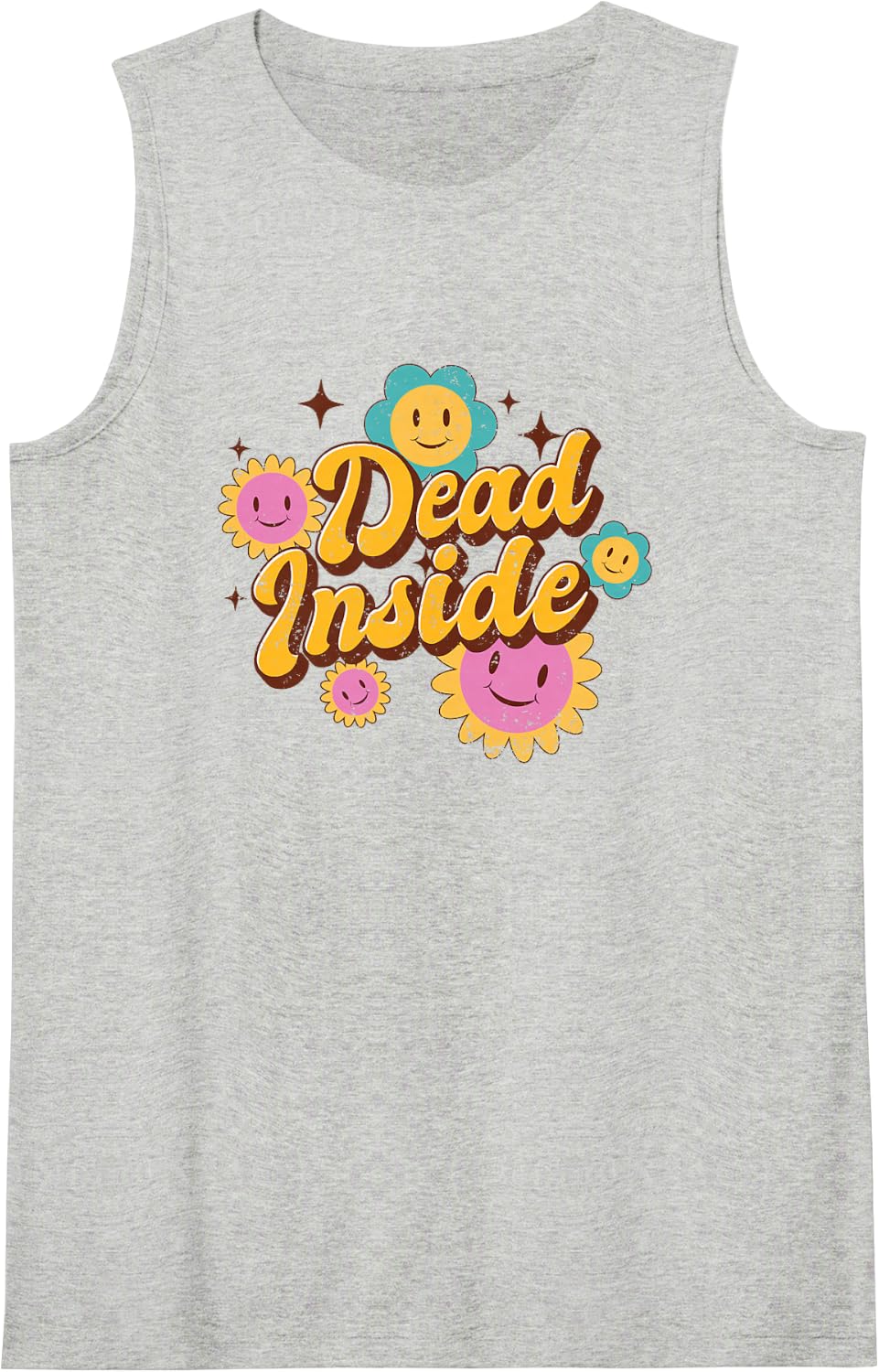 Dead Inside Sarcasm Quote/Funny Emo Retro Vintage Design Sleeveless Tank Top - Heather Grey