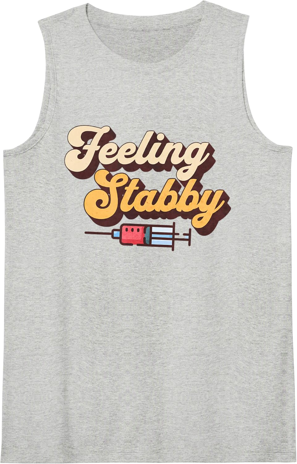 Retro Phlebotomist Feeling Stabby ER Nurse Crew Lab Tech Sleeveless Tank Top - Heather Grey