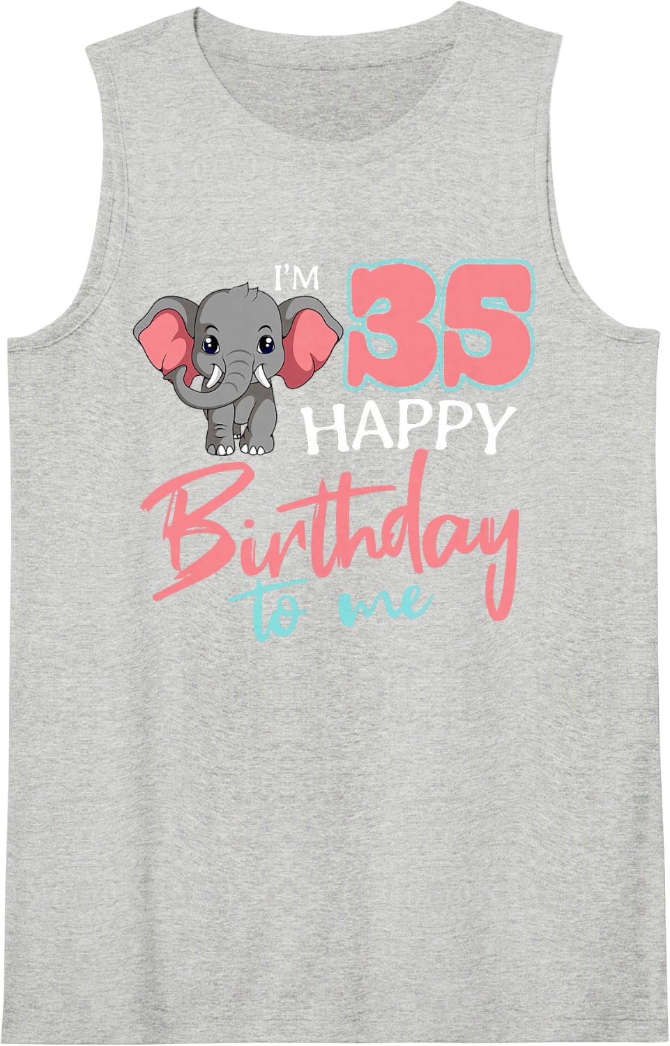 Elephant 35th Birthday Party Safari Adventure Celebration Sleeveless Tank Top - Heather Grey