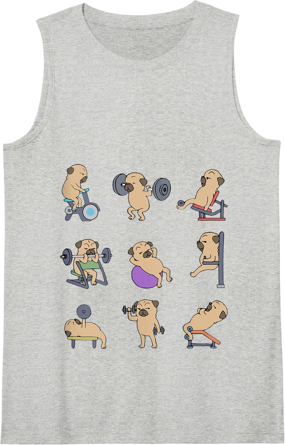 Pug Workout for a Dog Lover Tank Top - Heather Grey