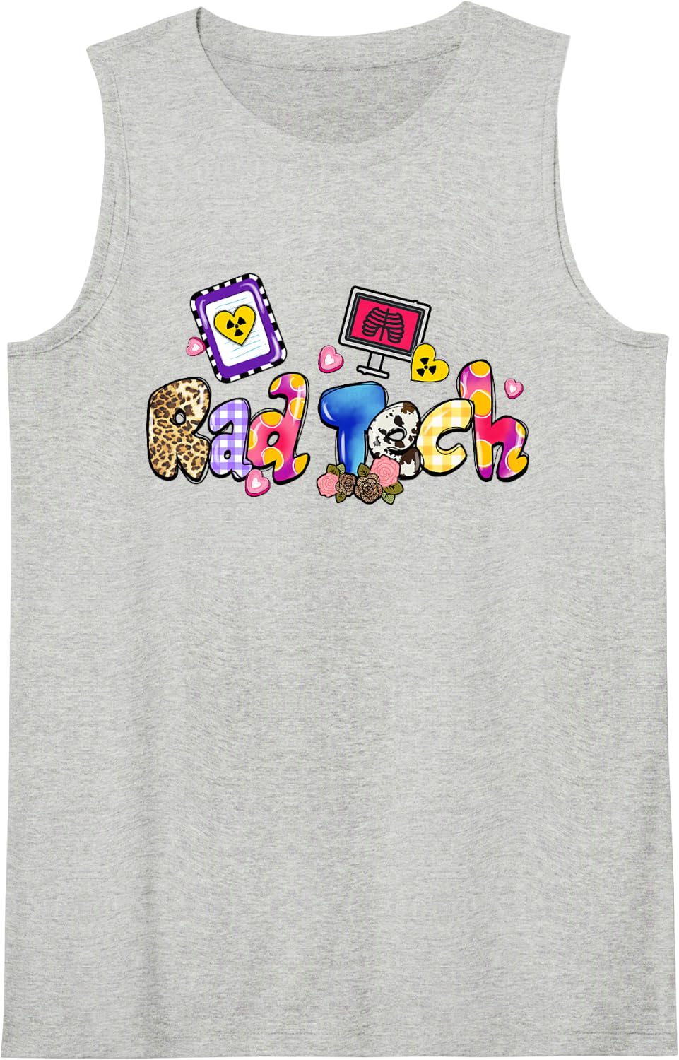 Rad Tech Leopard Funny Rad Tech Gifts Sleeveless Tank Top - Heather Grey