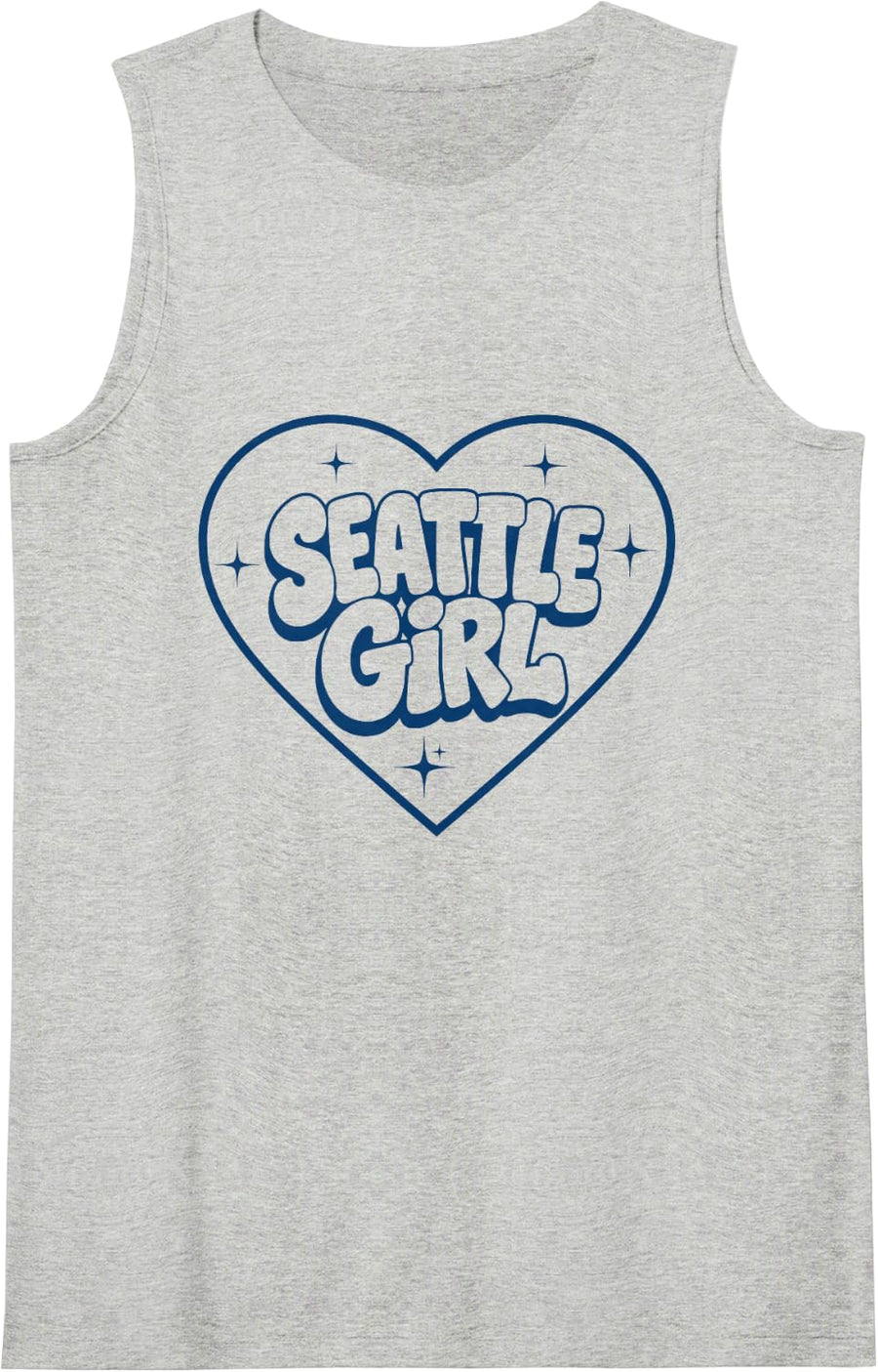 Women's Cute Seattle Girls Heart City Pride Sleeveless Tank Top - Heather Grey