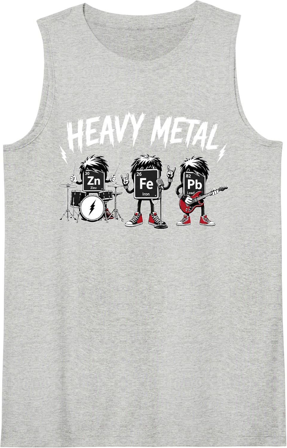 Heavy Metal Periodic Table Rock Band Concert Chemistry Humor Tank Top - Heather Grey