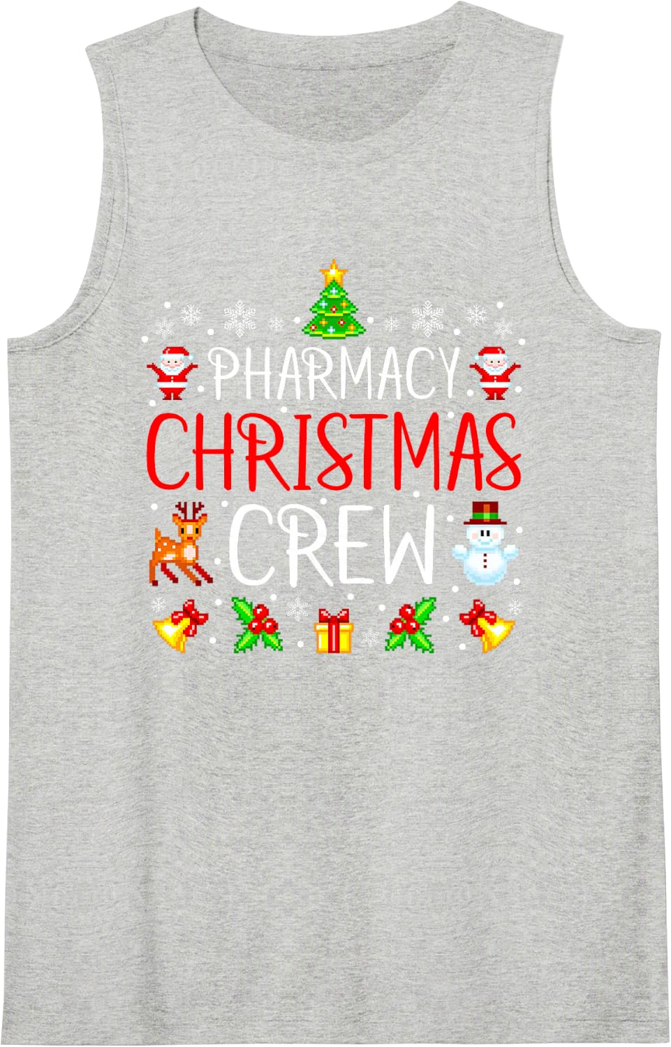 Pharmacy Tech Christmas Crew Matching Xmas Pharmacist Sleeveless Tank Top - Heather Grey