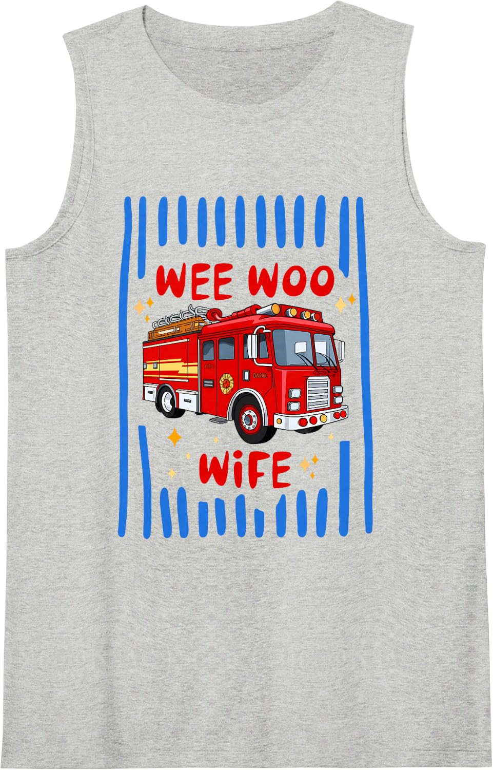 Wee Woo Wife Firefighter Wife Quote Sleeveless Tank Top - Heather Grey