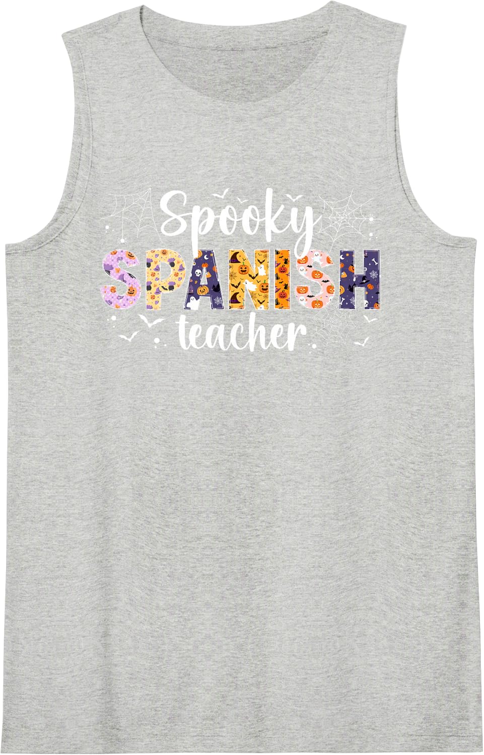 Spooky Spanish Teacher Halloween Spanish Teaching Sleeveless Tank Top - Heather Grey