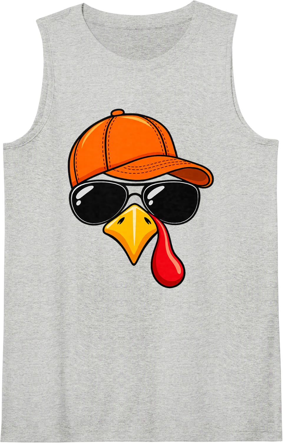 Cool Turkey Sunglasses Thanksgiving Funny Fall Feast Retro Sleeveless Tank Top - Heather Grey