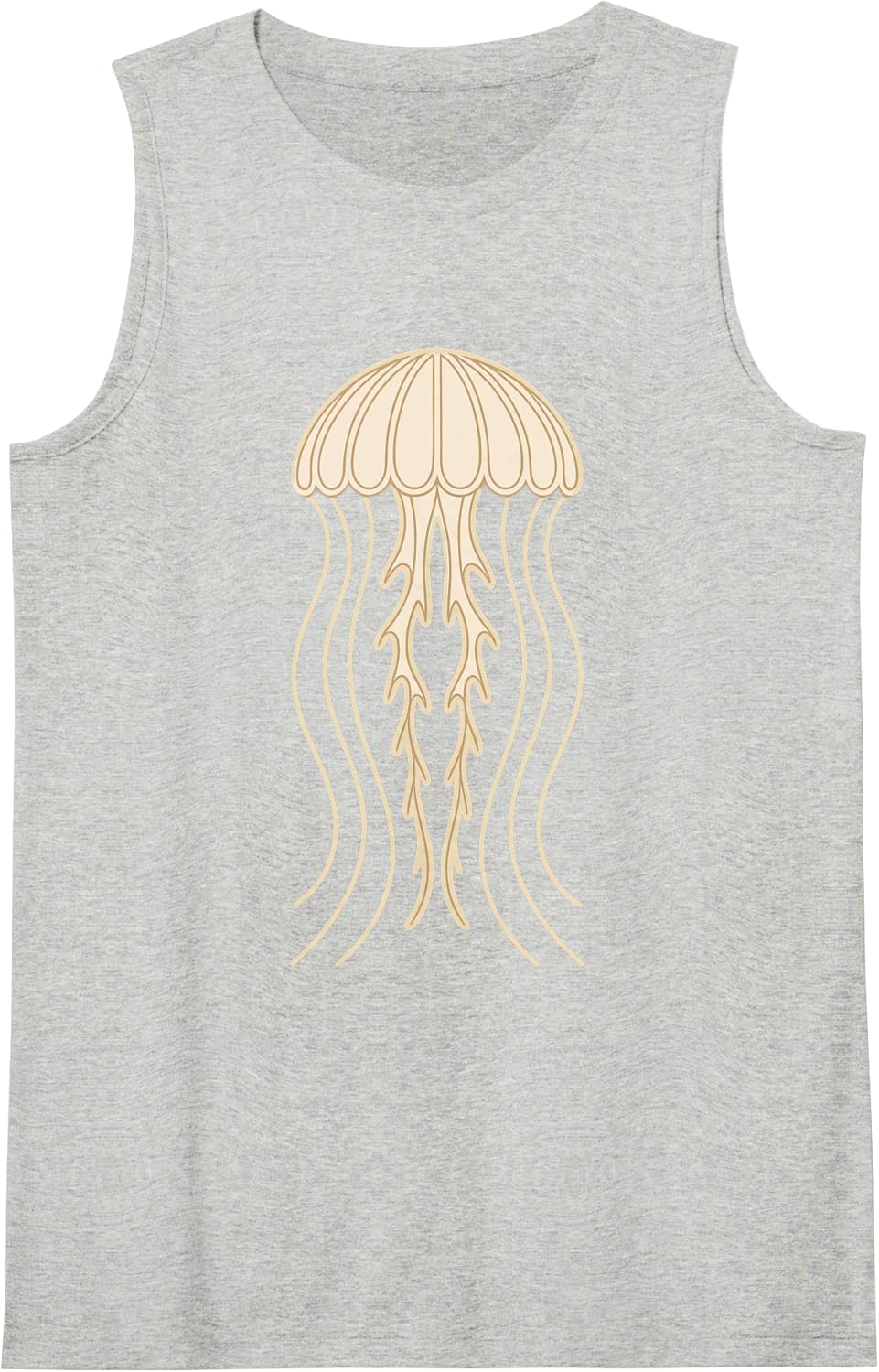 Minimalist Line Art Jellyfish Sea Creature Sleeveless Tank Top - Heather Grey