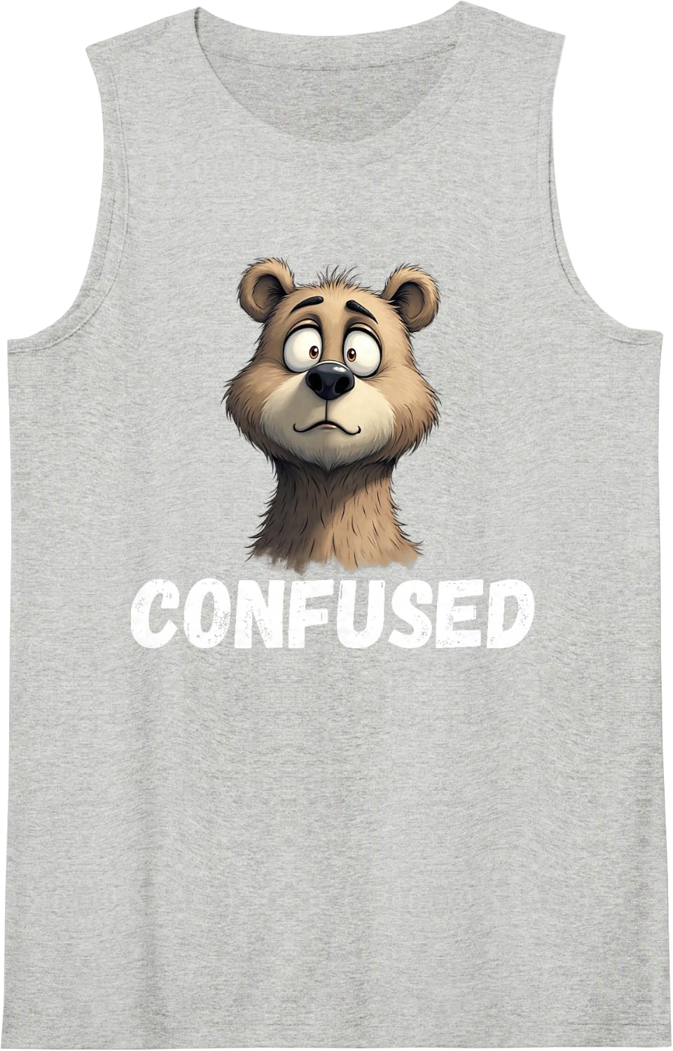 Bear Confused Funny Camping Outdoors Gen Z Roadtrip Top Sleeveless Tank Top - Heather Grey
