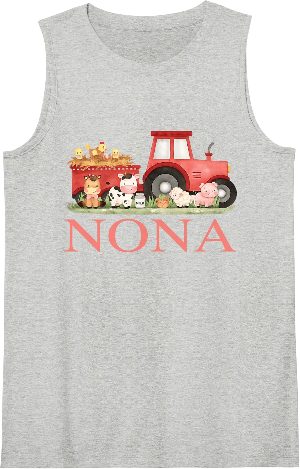 Funny Farmer Tractor Farm Nona Tank Top - Heather Grey