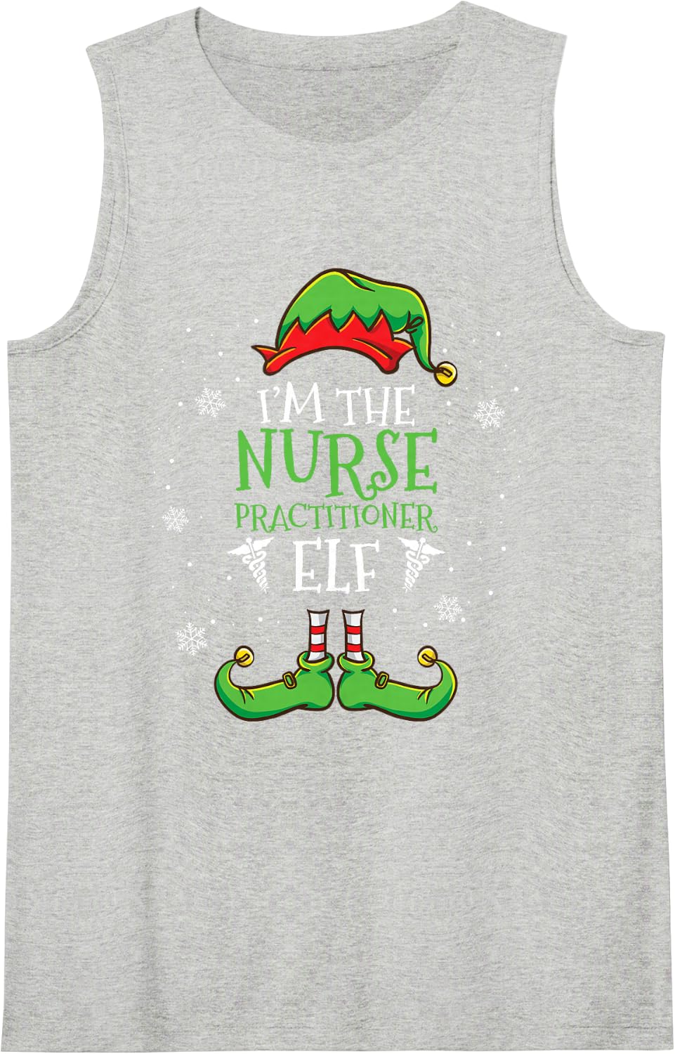 Im The Nurse Practitioner Elf Christmas Tank Top - Heather Grey
