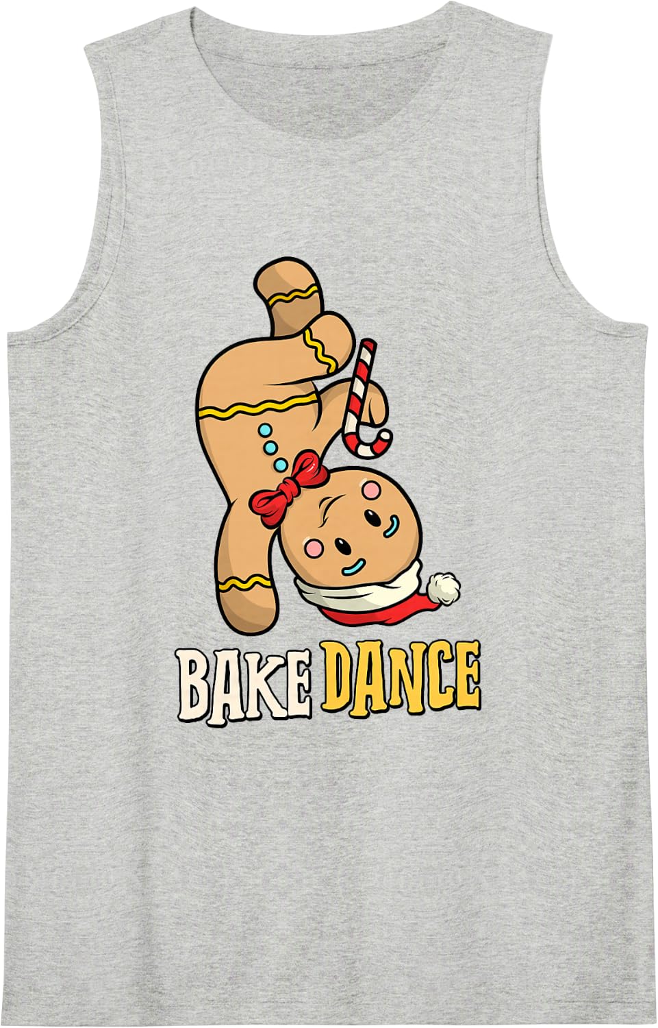 Breakdance B-Boy B-Girl Santa Gingerbread Street Dance Xmas Sleeveless Tank Top - Heather Grey