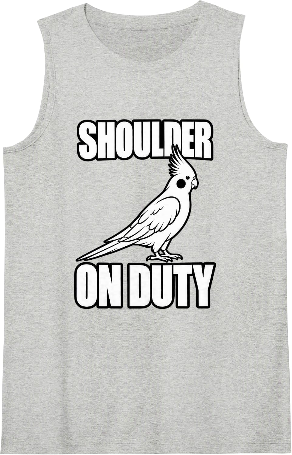 Cockatiel Shoulder Bird On Duty Parrot Lover Funny Sleeveless Tank Top - Heather Grey