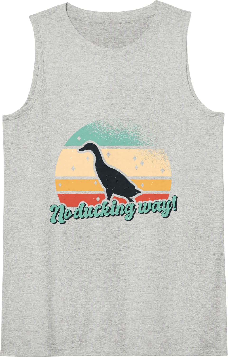 No Ducking Way Funny Duck Pun Retro Sunset Duck Sarcastic Sleeveless Tank Top - Heather Grey