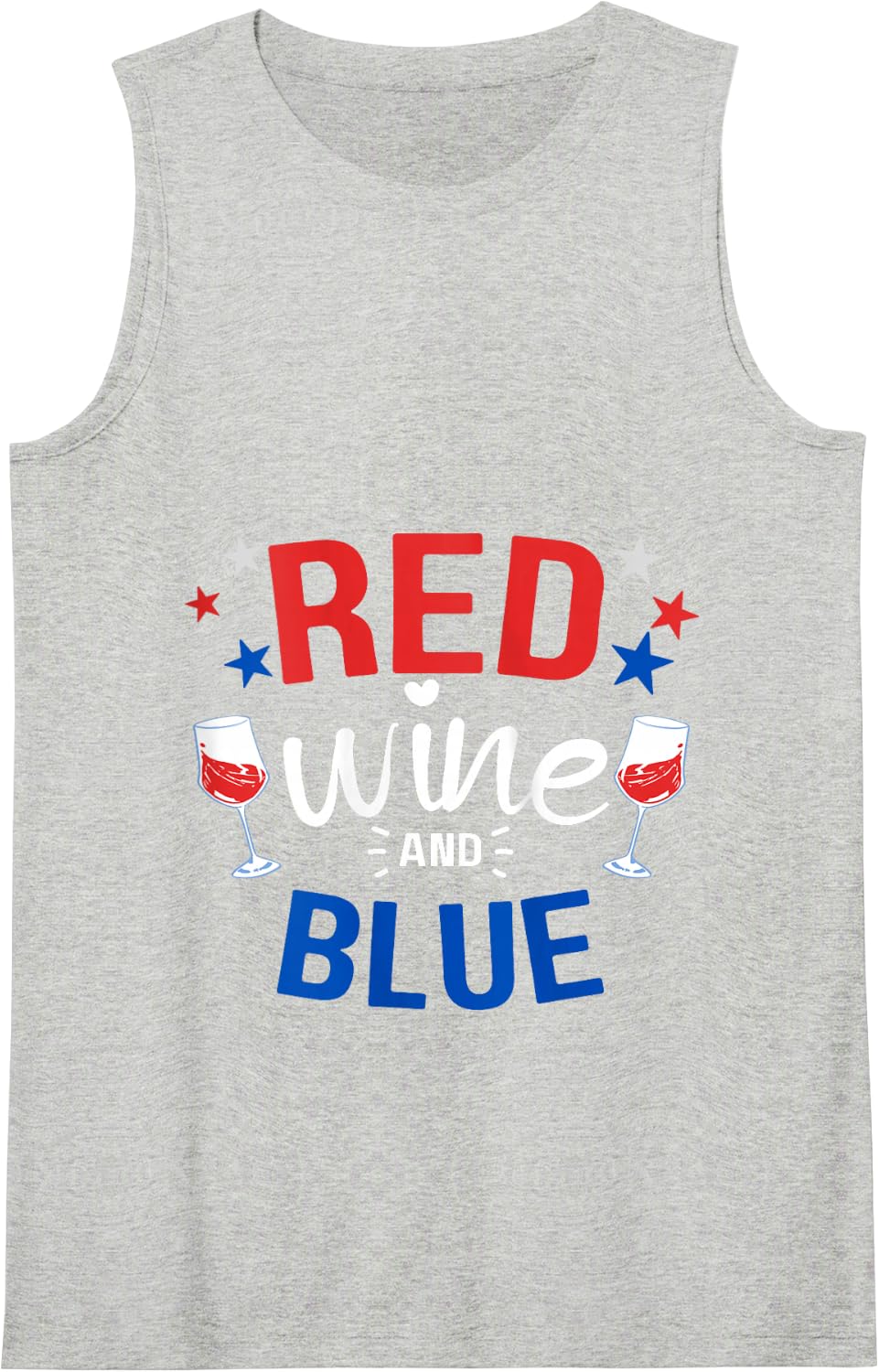 Red Wine And blue 4th of July Wine Lover Memorial Day Party Tank Top - Heather Grey