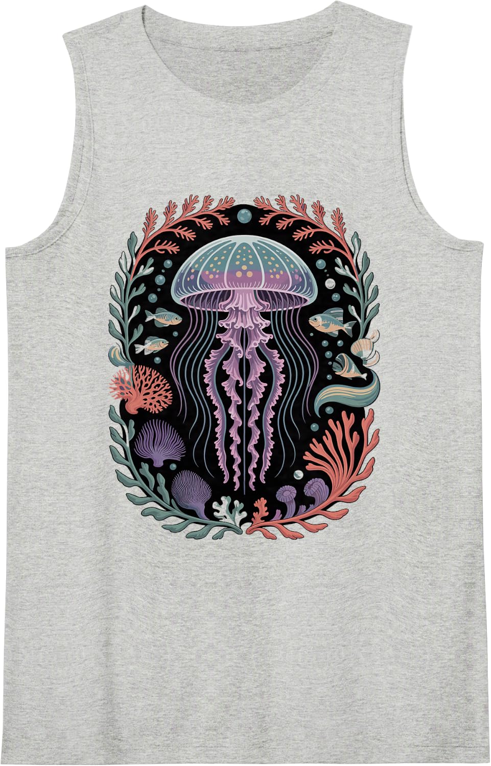 Save the Ocean Jellyfish Conservation Beach Sleeveless Tank Top - Heather Grey