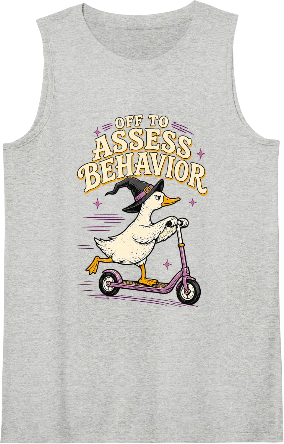 Off to Assess Behavior Funny Goose ABA Therapist Humor Sleeveless Tank Top - Heather Grey