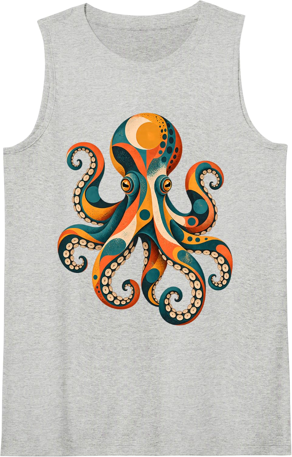 Mid Century Octopus Ocean Animal Modern Art Sleeveless Tank Top - Heather Grey