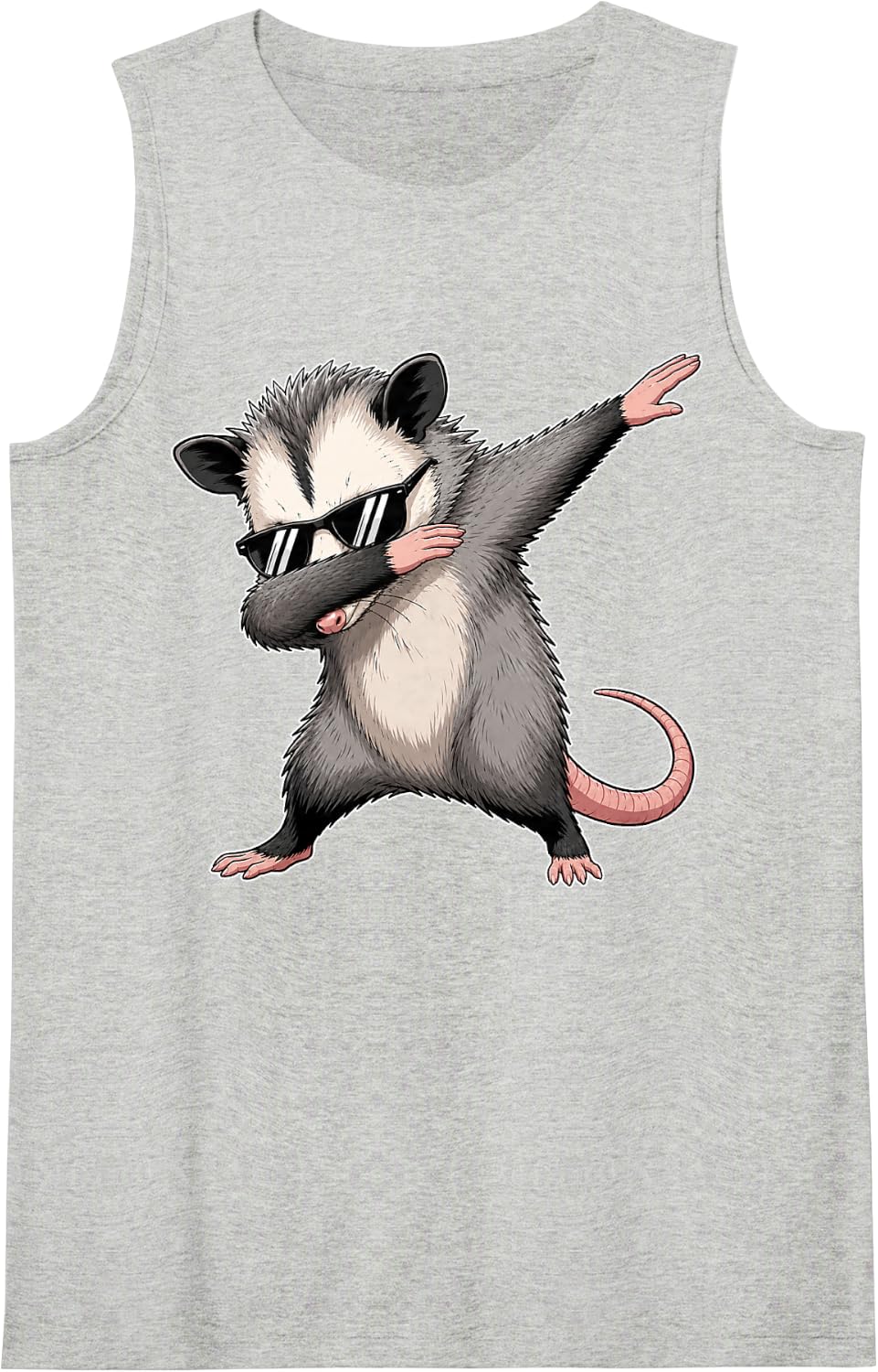 Dabbing Opossum Possum Funny Graphic Tank Top - Heather Grey